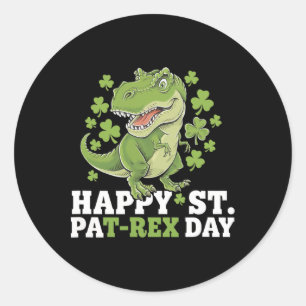 Happy St Patricks Day T-rex And Shamrocks St Patty Classic Round Sticker