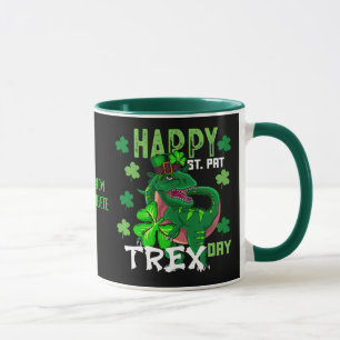 Happy St Patrick's Day T-Rex Shamrock Clover Mug