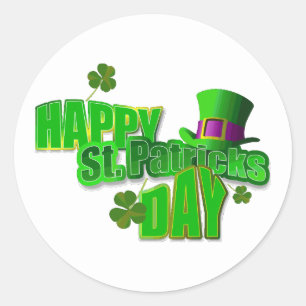 Happy St. Patrick's Day Text Classic Round Sticker