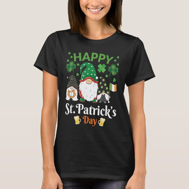Happy St Patrick's Day Three Gnome Irish Flag Sham T-Shirt (Front)