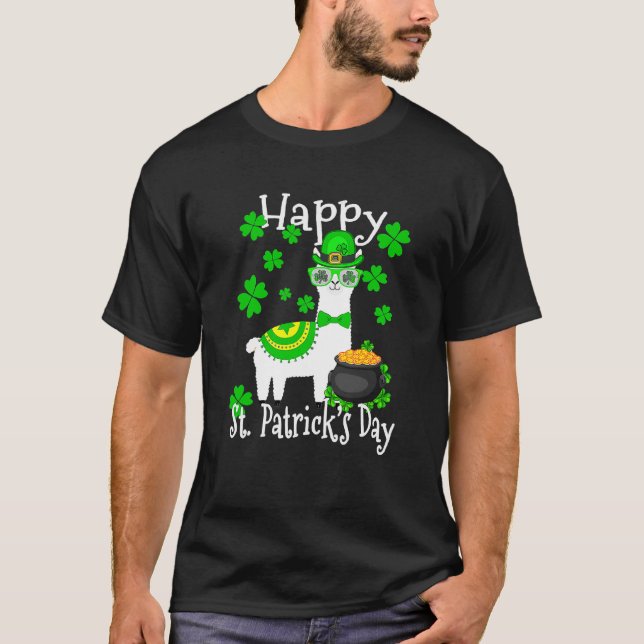 Happy St Patrick's Day Three Gnome Irish Shamrock  T-Shirt (Front)