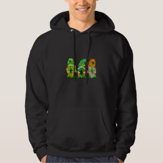 Happy St Patrick's Day Three Gnomes Shamrock Hoodie
