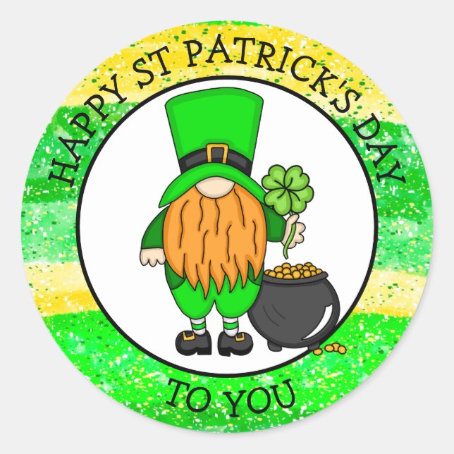 Happy St Patrick's Day To You | Cute Leprechaun  Classic Round Sticker (Front)