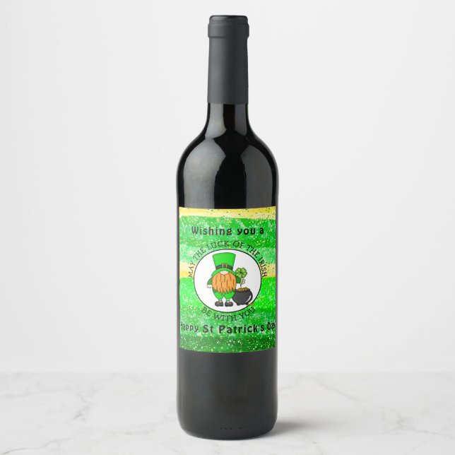Happy St Patrick's Day To You | Cute Leprechaun   Wine Label (Front)