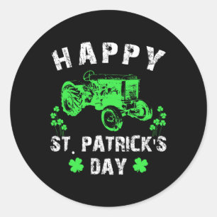 Happy St Patrick's Day Tractor Funny Toddler Boys  Classic Round Sticker