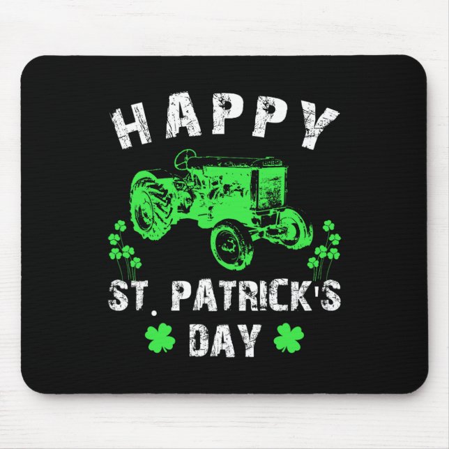 Happy St Patrick's Day Tractor Funny Toddler Boys  Mouse Mat (Front)