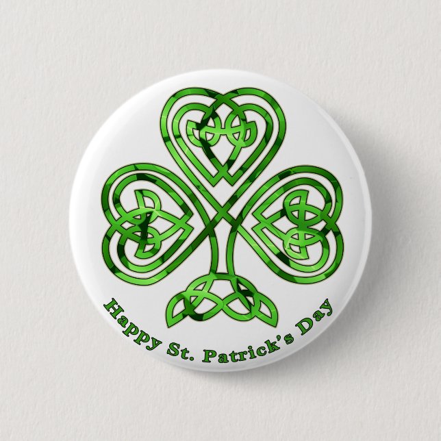Happy St. Patrick's Day Trinity Clover 6 Cm Round Badge (Front)
