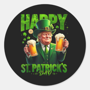 Happy St. Patricks Day Trump Shamrock Saint Classic Round Sticker