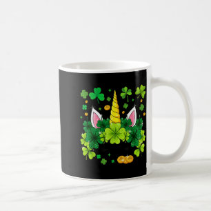 Happy St Patricks Day Unicorn Face Irish Shamrock Coffee Mug