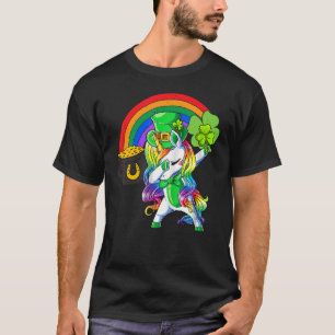 Happy St Patrick's Day Unicorn Face Irish Shamrock T-Shirt