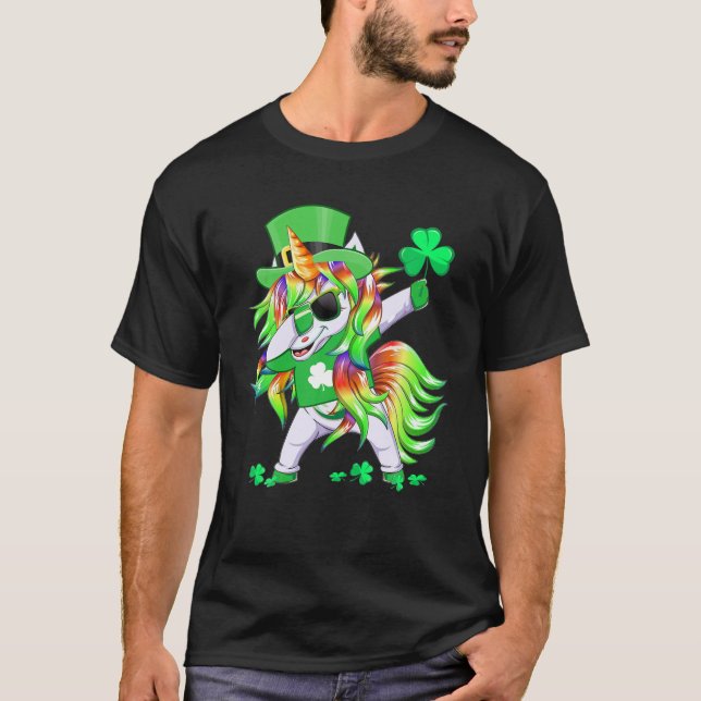 Happy St Patrick's Day Unicorn Leprechaun Unicorn T-Shirt (Front)