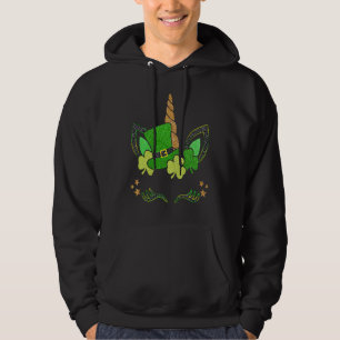 Happy St Patrick's Day  Unicorn Lucky Shamrock Iri Hoodie