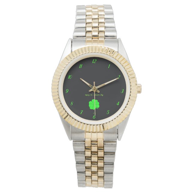Happy St.  Patrick's Day Unisex Two-Tone Watch (Front)