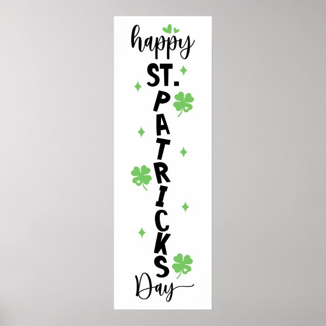 Happy St. Patricks Day Vertical Shamrock Sign (Front)