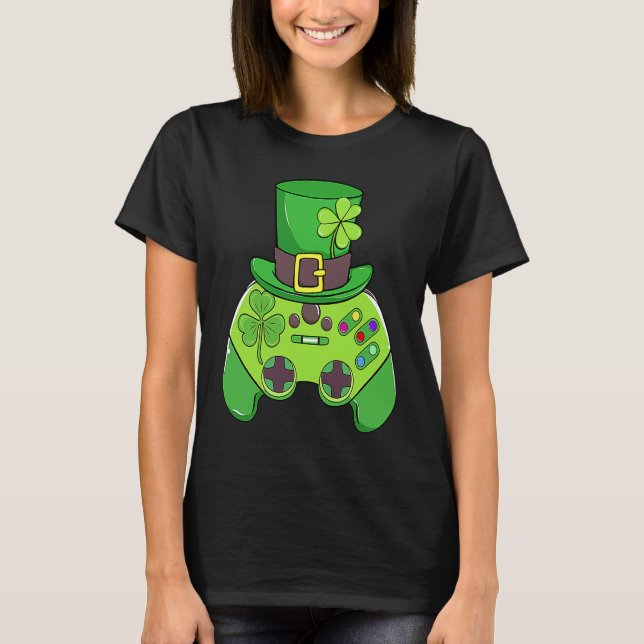 Happy St Patrick's Day  Video Game Lucky Shamrock  T-Shirt (Front)