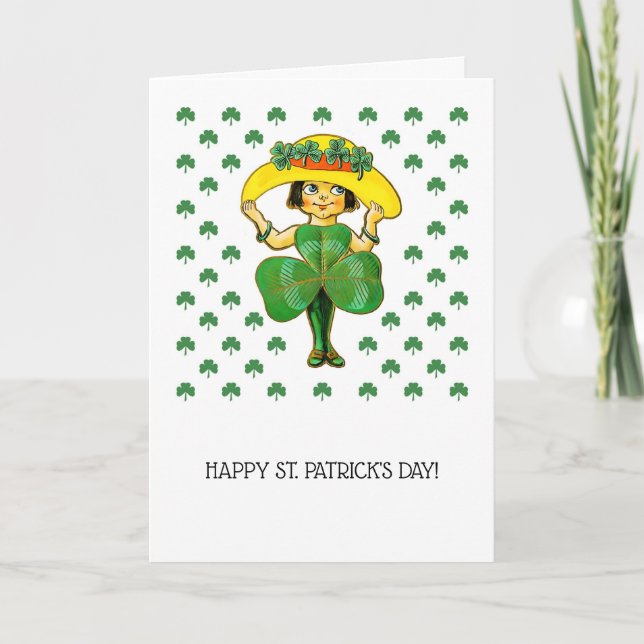 Happy St. Patrick's Day. Vintage Irish Girl  Card (Front)