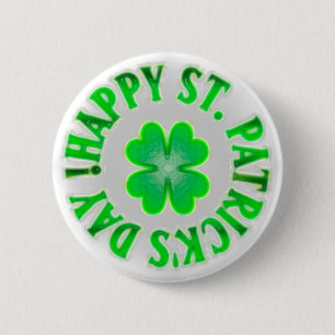 Happy St. Patrick's Day! Vintage Shamrock 6 Cm Round Badge