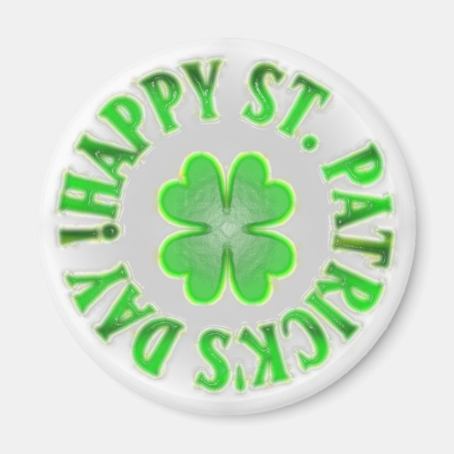 Happy St. Patrick's Day! Vintage Shamrock Magnet (Front)
