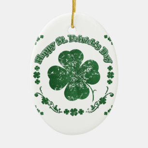 Happy St. Patrick's Day - vintage style Ceramic Tree Decoration