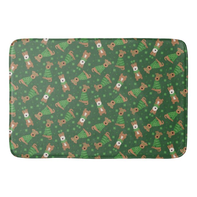 Happy St Patricks Day Welsh Wire Fox Terrier Dogs Bath Mat (Front)