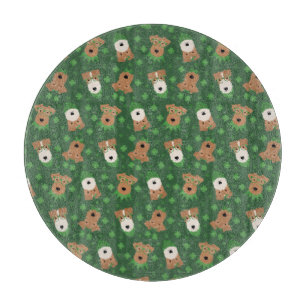 Happy St Patricks Day Welsh Wire Fox Terrier Dogs Cutting Board