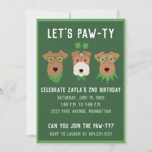 Happy St Patricks Day Welsh Wire Fox Terrier Dogs Invitation