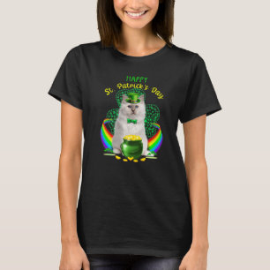 Happy St Patricks Day White Cat Leprechaun Hat Sha T-Shirt