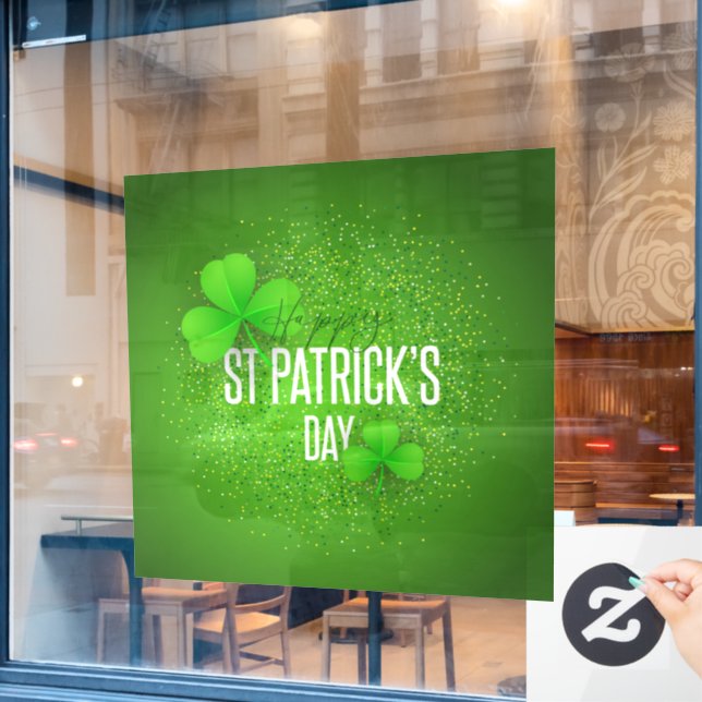 Happy St. Patrick's Day Window Cling (Cafe Window)