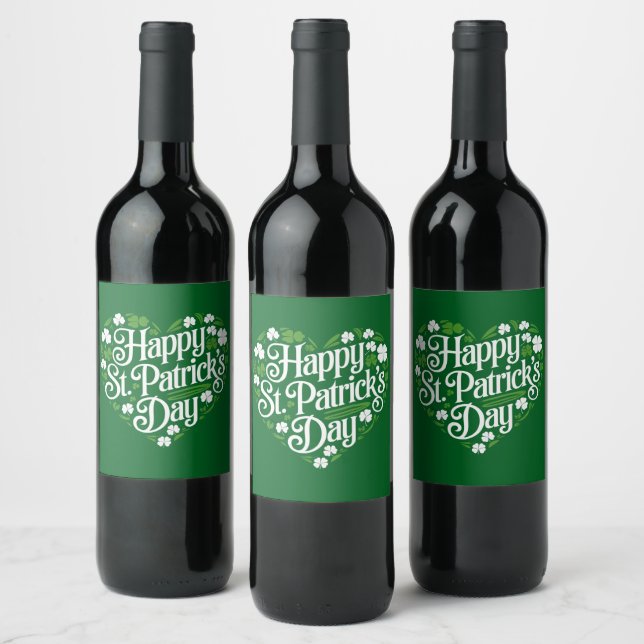Happy St Patrick's Day  Wine Label (Bottles)