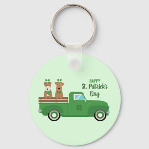 Happy St Patricks Day Wire Fox Terrier Dog Key Ring