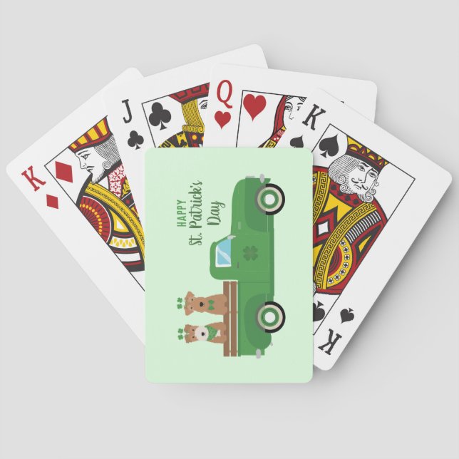 Happy St Patricks Day Wire Fox Terrier Dog Playing Cards (Back)