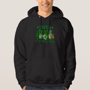 Happy St. Patrick's Day With Three Gnomes Holding Hoodie