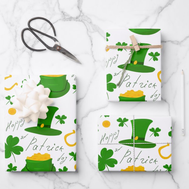 Happy st Patrick's day Wrapping Paper Sheet (Front)