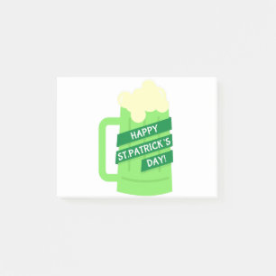 happy st patricks green beer post-it notes
