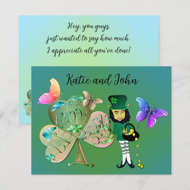 Happy St Patrick's Leprechaun   Card (Front/Back)