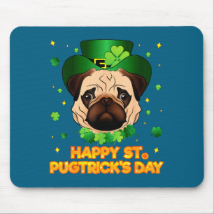 Happy St Patricks Pugtricks Day Irish Pug Leprecha Mouse Mat