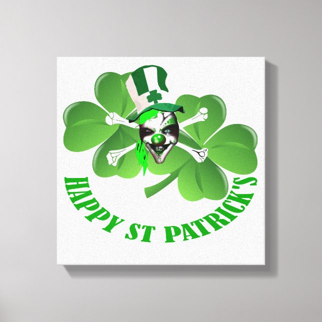 Happy St Patrick's scary clown Canvas Print (Front)