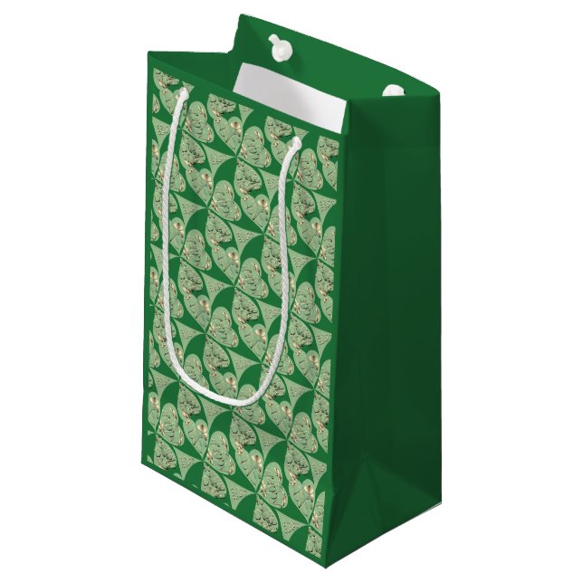 "Happy St. Patrick's" Shamrocks Small Gift Bag (Front Angled)