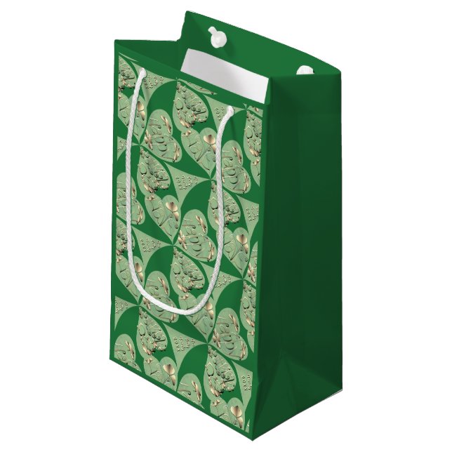 "Happy St. Patrick's" Shamrocks Small Gift Bag (Front Angled)