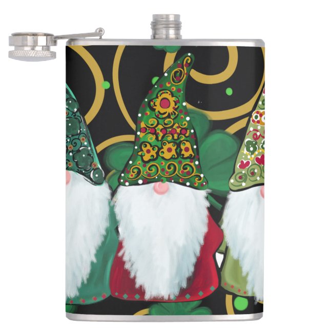 Happy St. Patty's Day GNOMES  Hip Flask (Opened)