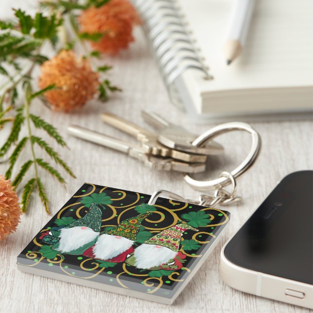 Happy St. Patty's Day GNOMES     Key Ring (Front Right)