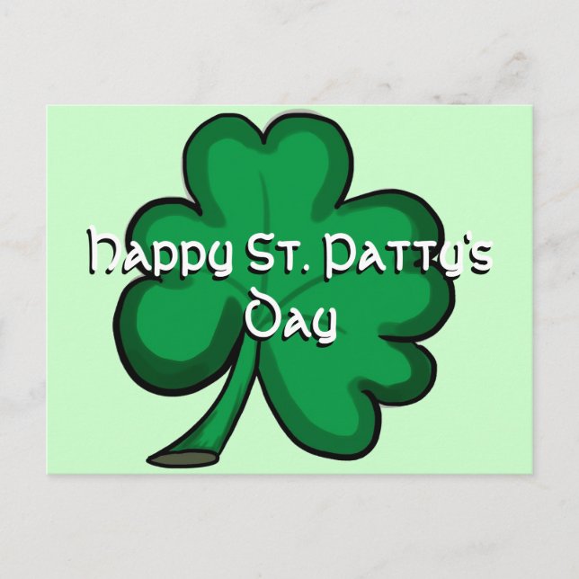 Happy St. Patty's Day simple shamrock postcard (Front)