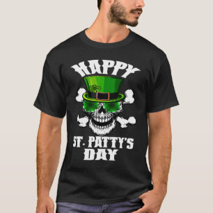 Happy St Patty's Day St Patricks Sugar Skull Lepre T-Shirt