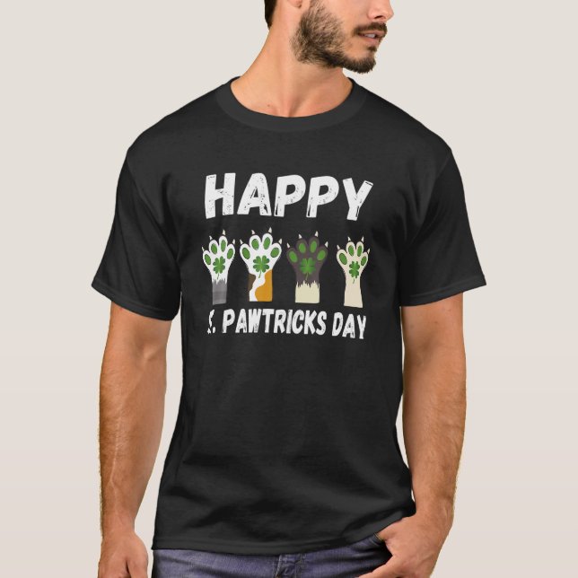 Happy St Pawtricks Day St Patrick s Day Cat And Do T-Shirt (Front)