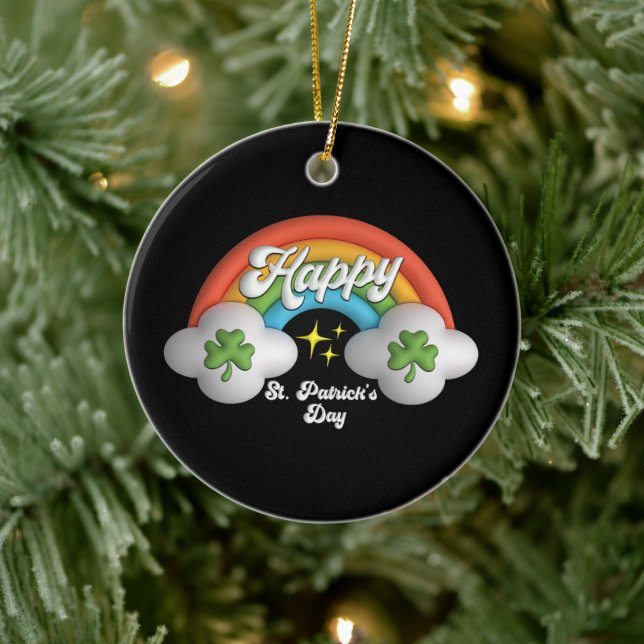 Happy St Saint Patrick's Day Cute Rainbow Ceramic Tree Decoration (Tree)