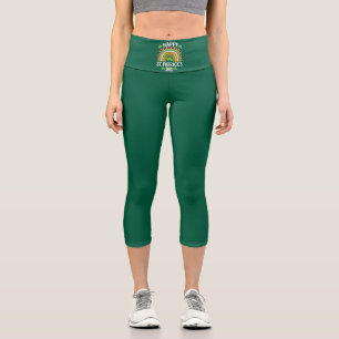 Happy St Saint Patrick's Day Rainbow Shamrock Capri Leggings