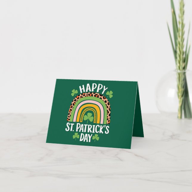 Happy St Saint Patrick's Day Rainbow Shamrock  Card (Front)