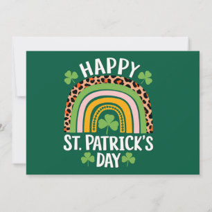 Happy St Saint Patrick's Day Rainbow Shamrock  Invitation