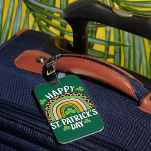 Happy St Saint Patrick's Day Rainbow Shamrock  Luggage Tag