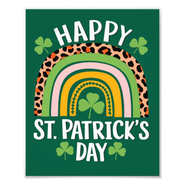 Happy St Saint Patrick's Day Rainbow Shamrock  Photo Print (Front)